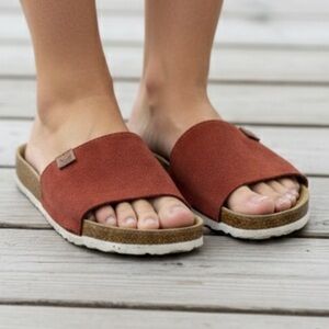 BioStep 19027 CORK FOOTBED Suede Slip On SANDAL Orange Terracota Size 9